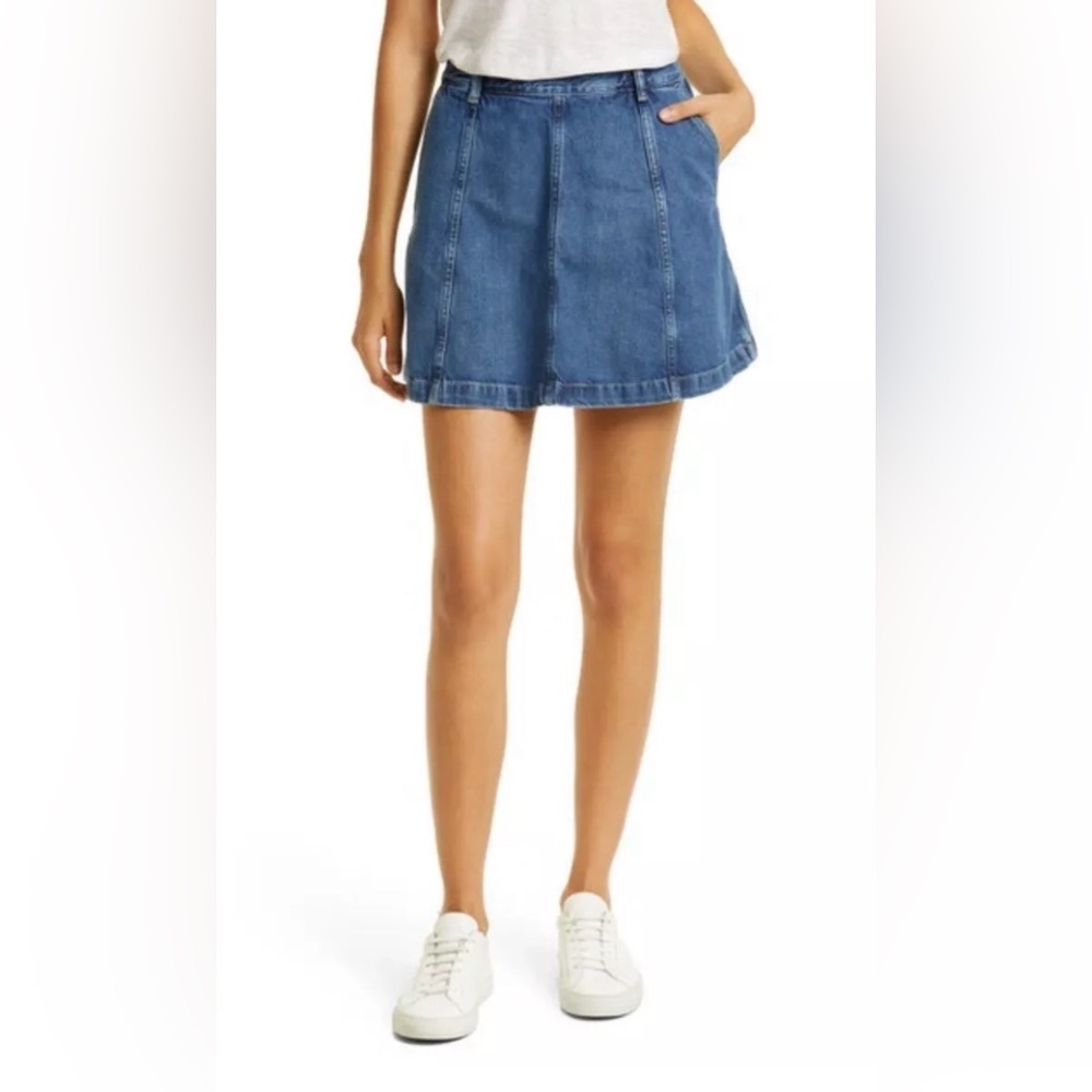 Polo Ralph Lauren Denim Mini A-line Skirt In Chrystie Wash Size 6